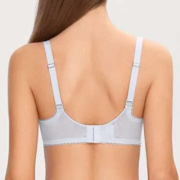 DOBREVA Women's Sexy Lace Push Up Plus Size Bra Sheer Balconette Underwire Unlined Opal Gray 36C