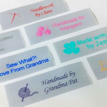 Custom Satin Sewing Labels for Crafting - 50 Pack, 3/4" x 2 1/2"
