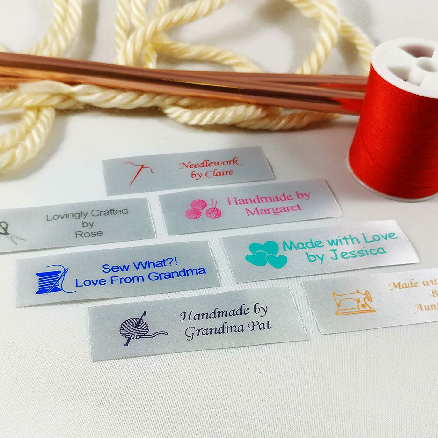 Personalized Satin Sewing Labels for Crafts - 50 Pack
