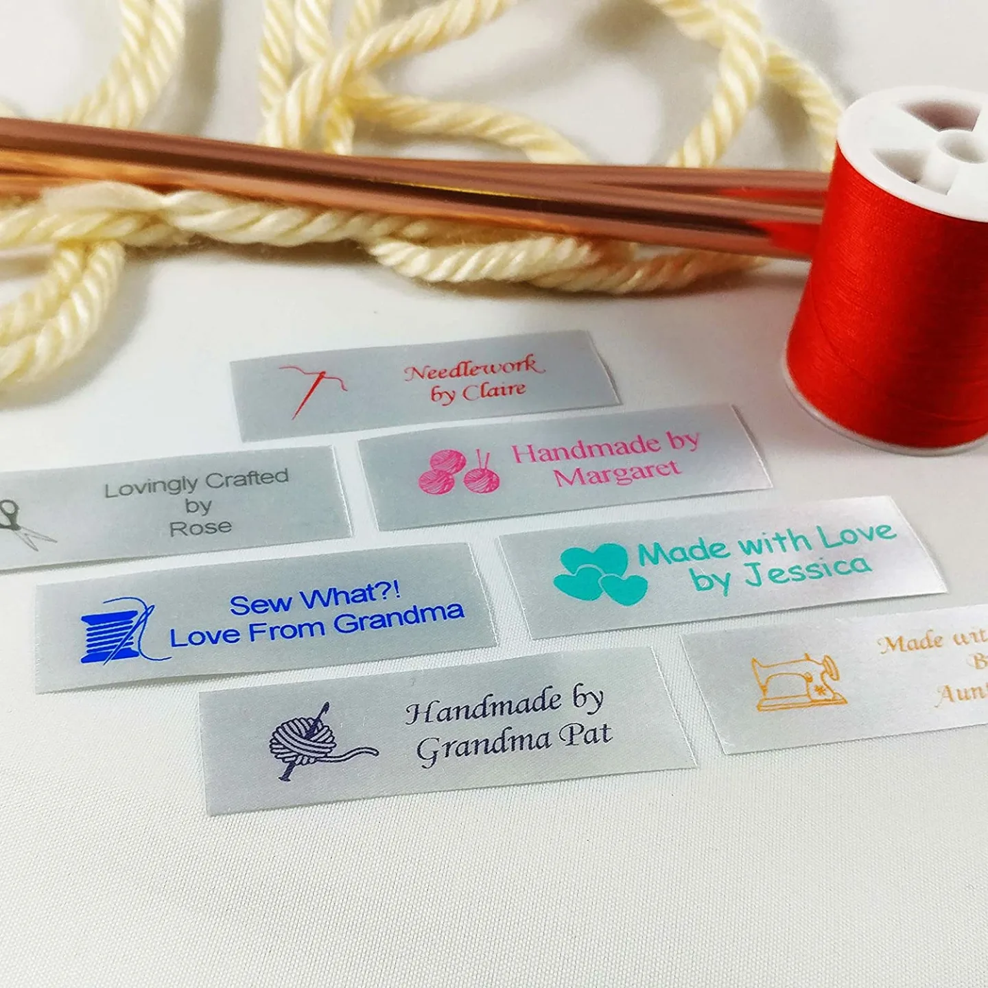 Personalized Satin Sewing Labels for Crafts - 50 Pack