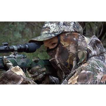 DOWN UNDER OUTDOORS Premium Camo Hunting Face Mask in Lightweight Breathable Sheer Mesh for Warm Wea...