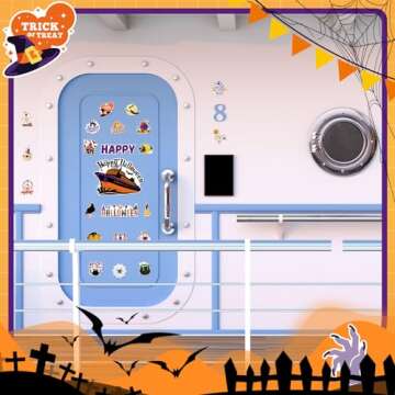 Leumoi 27 Pcs Halloween Cruise Door Magnets Decorations Funny Cruise Ship Door Magnets Magnetic Reus...