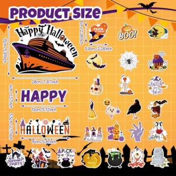 Leumoi 27 Pcs Halloween Cruise Door Magnets Decorations Funny Cruise Ship Door Magnets Magnetic Reusable Cruise Magnet for Halloween Cabin Door Ship Carnival Refrigerator Office Car Accessories