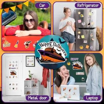 Leumoi 27 Pcs Halloween Cruise Door Magnets Decorations Funny Cruise Ship Door Magnets Magnetic Reusable Cruise Magnet for Halloween Cabin Door Ship Carnival Refrigerator Office Car Accessories