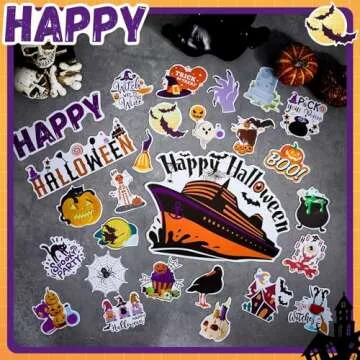Leumoi 27 Pcs Halloween Cruise Door Magnets Decorations Funny Cruise Ship Door Magnets Magnetic Reusable Cruise Magnet for Halloween Cabin Door Ship Carnival Refrigerator Office Car Accessories