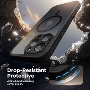 Magnetic for iPhone 16 Pro Max Case with Camera Control Button,Compatible with MagSafe,[Full Camera Protection][Privacy Screen Protector]Matte Translucent Phone Cover for iPhone 16 ProMax 6.9"(Black)