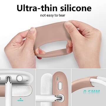 AIRSPO Airpods Max Case Cover, Silicone Case Cover for AirPods Max Headphones, Anti-Scratch Ear Pad Cover/Headband Cover for Apple AirPods Max, Airpod Max Accessories (Milk Tea)
