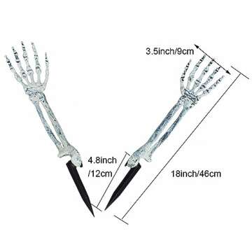 AOFOX Halloween Realistic Skeleton Stakes Zombie Ghost Arm Stake Severed Plastic Skeleton Hands Yard Signs for Lawn Stakes Garden Halloween Props Decoration(4 Pcs White&Black)
