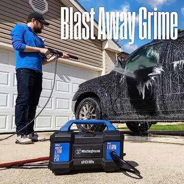 Westinghouse ePX3100v Electric Pressure Washer, 2100 Max PSI 1.76 Max GPM, Built-in Carry Handle, Detachable Foam Cannon, Pro-Style Steel Wand, 4-Nozzle Set, for Cars/Fences/Driveways/Home/Patios