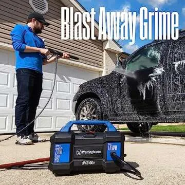 Westinghouse ePX3100v Electric Pressure Washer, 2100 Max PSI 1.76 Max GPM, Built-in Carry Handle, Detachable Foam Cannon, Pro-Style Steel Wand, 4-Nozzle Set, for Cars/Fences/Driveways/Home/Patios