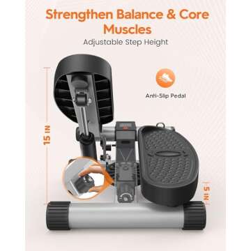 Niceday Steppers for Exercise, Mini Stair Stepper with Resistance Bands at Home Workout Equipment with 300LBS Loading Capacity, Hydraulic Fitness Stepper with LCD Monitor Sliver Gray