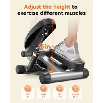 Niceday Steppers for Exercise, Mini Stair Stepper with Resistance Bands at Home Workout Equipment with 300LBS Loading Capacity, Hydraulic Fitness Stepper with LCD Monitor Sliver Gray