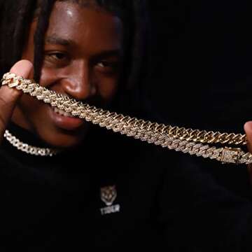 nkjegol Cuban Chain Necklaces Silver/Gold Cuban Link Chains Mens Iced Out Miami Bling Diamond Hip Hop Jewelry for Women