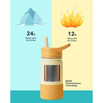 BUZIO Kids Insulated Water Bottle with Fun Stickers