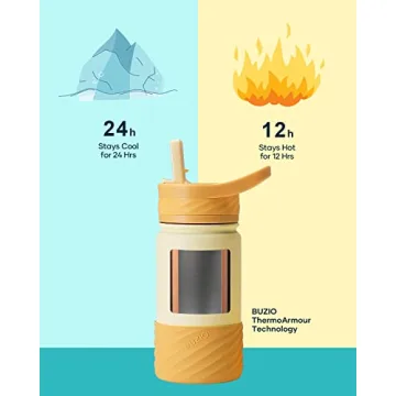 BUZIO Kids Insulated Water Bottle with Fun Stickers