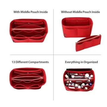 OMYSTYLE Red Tote Bag Organizer | 5 Sizes for Perfect Purse Order