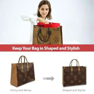 OMYSTYLE Red Tote Bag Organizer | 5 Sizes for Perfect Purse Order