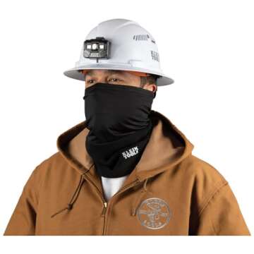 Klein Tools 60466 Neck and Face Warming Gaiter, Double-Layered Half-Band, Black, One Size fits Most