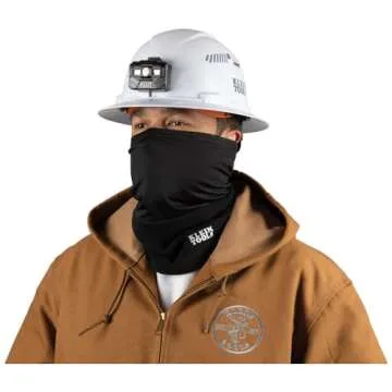Klein Tools 60466 Neck and Face Warming Gaiter, Double-Layered Half-Band, Black, One Size fits Most