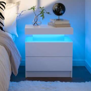 Cubehom LED Nightstands Set of 2 for Modern Bedrooms