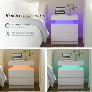 Cubehom LED Nightstands Set of 2 for Modern Bedrooms