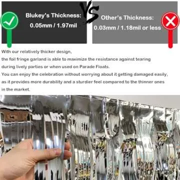 Blukey 10 Feet Long Roll Foil Fringe Garland - Pack of 3 | Shiny Metallic Tassle Banner | Ideal for ...