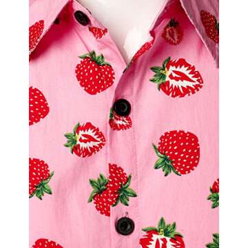 JOGAL Men's Button Down Hawaiian Shirt for Summer Fun