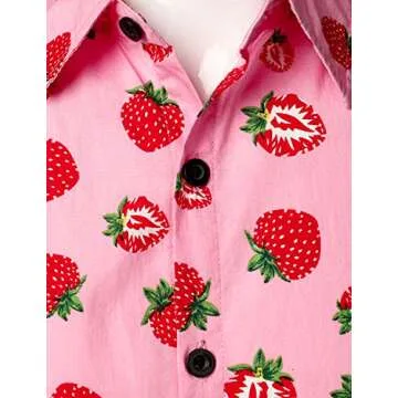 JOGAL Men's Button Down Hawaiian Shirt for Summer Fun