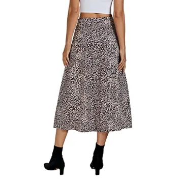 LYANER Casual Boho High Waist Midi Skirt - Stylish & Comfy