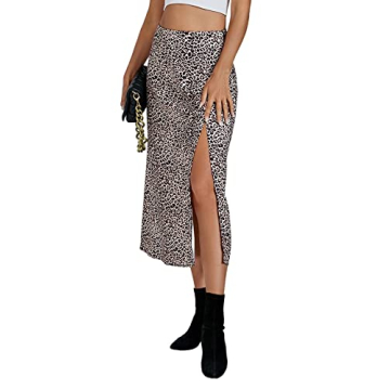 LYANER Casual Boho High Waist Midi Skirt - Stylish & Comfy
