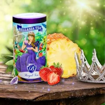 Royal-Tea by Bellasia Tea. Fruity Caffeine-Free Tea for Kids! Unique Sugar-Free Fruit Tisane Gift for Children. Perfect Princess Tea Party. 16 decaf tea sachets