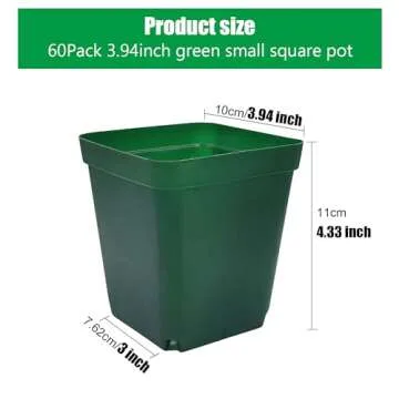 RooTrimmer Square Nursery Succulent Pots 4 Inches 60 Pcs Deep Flower Plant Nursery Seedling Grow Pot...