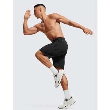 CRZ YOGA Men's 2 in 1 Running Shorts with Liner - 9'' Quick Dry for Workout Sports Athletic with Pockets Black Large