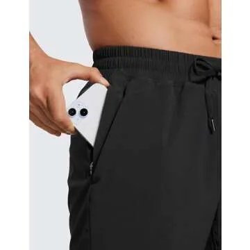 CRZ YOGA Men's 2 in 1 Running Shorts with Liner - 9'' Quick Dry for Workout Sports Athletic with Pockets Black Large