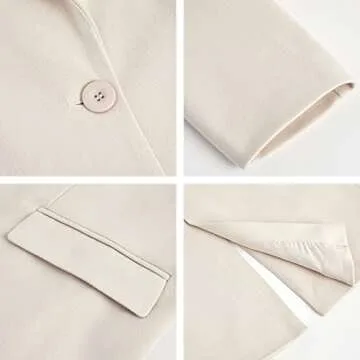 Fazortev Womens Casual Long Sleeve Wool Blend Pea Coat Lapel Notched Collar Warm Midi Jacket Overcoat