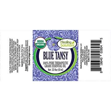 Healing Solutions Pure Organic Blue Tansy Essential Oil, Undiluted 10ml (0.33 fl oz), for Skin & Diffuser