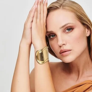 Gold Bangles for Women Non Tarnish Stylish Cuff Bracelet