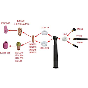 RIVERWELD TIG Gas Lens & Collet Kit for 17 18 26 Torches