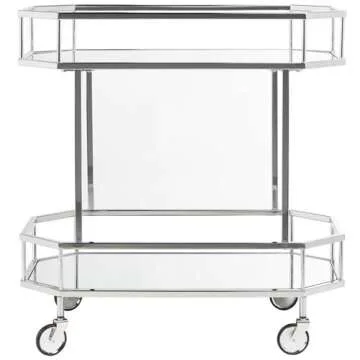 Elegant Safavieh Silva Bar Cart with Mirrored Shelves