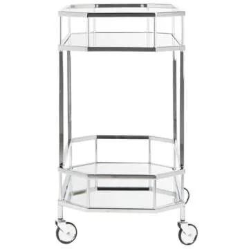 Elegant Safavieh Silva Bar Cart with Mirrored Shelves