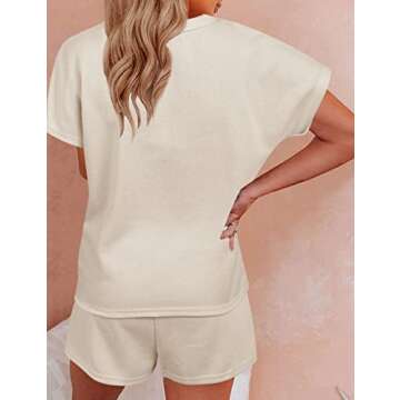 MEROKEETY Women's Long Sleeve Pajama Set Henley Knit Tops and Shorts Sleepwear Loungewear