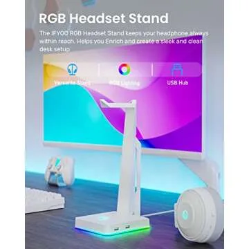 IFYOO RGB Gaming Headset Stand with 2 USB Ports, Game Headphone Mount for PC, Xbox One, PS4, Switch,...