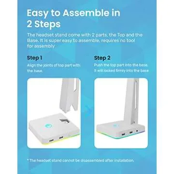 IFYOO RGB Gaming Headset Stand with 2 USB Ports, Game Headphone Mount for PC, Xbox One, PS4, Switch, Earphone Holder Hanger, Great for Gaming Stations, Fancy Desk Gamer Accessories, White