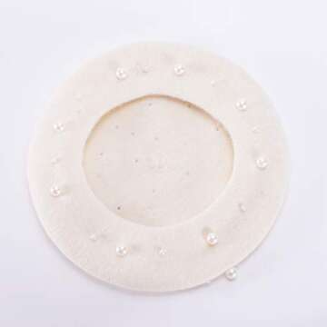 Lawliet Sweet French Womens Pearl Beaded 100% Wool Beret Cap Winter Hat Y91 (Beige)
