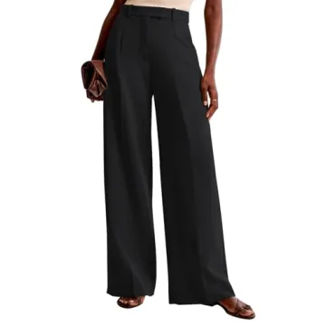 NIMIN Women Wide Leg Pants High Waisted Dressy Work Office Trousers Business Casual Palazzo Pants 2025 Fashion Outfits with Pockets Black