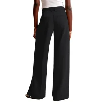 NIMIN Women Wide Leg Pants High Waisted Dressy Work Office Trousers Business Casual Palazzo Pants 2025 Fashion Outfits with Pockets Black