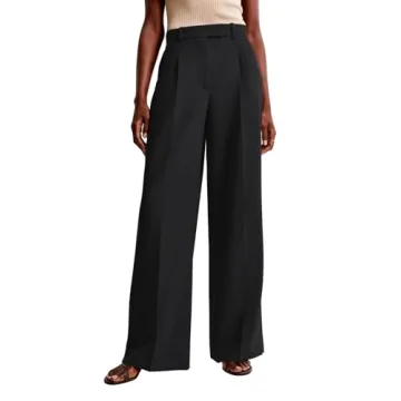 NIMIN Women Wide Leg Pants High Waisted Dressy Work Office Trousers Business Casual Palazzo Pants 2025 Fashion Outfits with Pockets Black