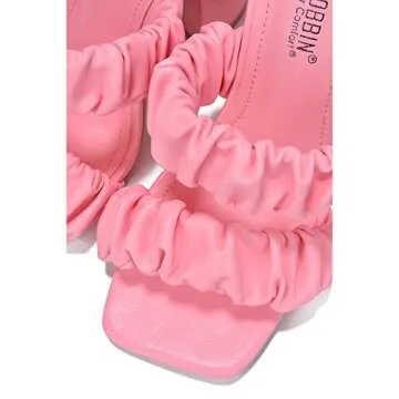 Cape Robbin RIE Del Chunky High Heels for Women, Strappy Shoes with Square Open Toe - Pink Size 8.5