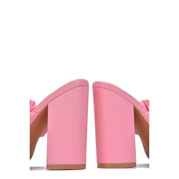 Cape Robbin RIE Del Chunky High Heels for Women, Strappy Shoes with Square Open Toe - Pink Size 8.5