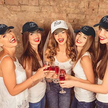 Unittype 8 Pcs Bachelorette Hats Bride Hats for Bachelorette Party Bridesmaid Bride Baseball Cap for Bridal Wedding Trip (Black, White)